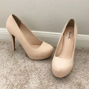 Tan suede platform heel